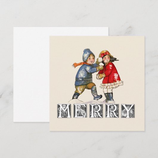 Vrolijk Sneeuwbal Kinderen Kerstmis Feestdagenkaart (Voorkant / Achterkant)