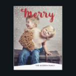 Vrolijk Sneeuwval Collectie Foto Briefkaart Rood<br><div class="desc">Stuur je geliefden dit jaar een modern briefkaart met vakantiefoto's.</div>