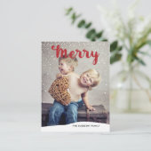 Vrolijk Sneeuwval Collectie Foto Briefkaart Rood (Staand voorkant)