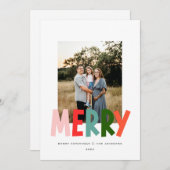 Vrolijk speels levendig kerstontwerp feestdagenkaart (Voorkant / Achterkant)