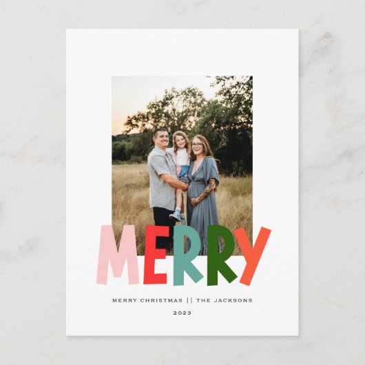 Vrolijk speels levendig kerstontwerp feestdagenkaart (Voorkant)