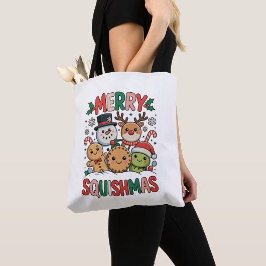 Vrolijk Squishmas Squish Squad Kerstmis Tote Bag (Dichtbij)