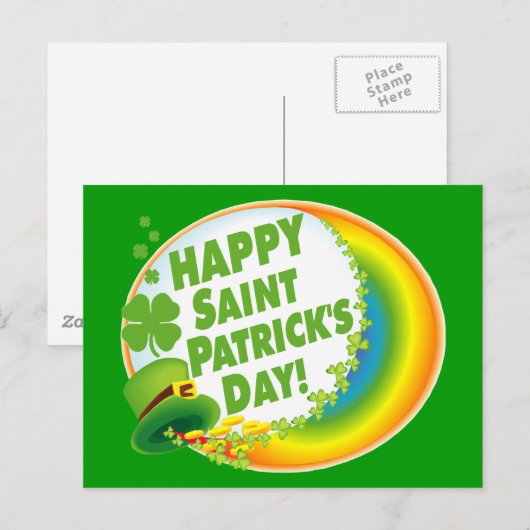 Vrolijk St. Patrick's Day. Briefkaart (Voorkant / Achterkant)