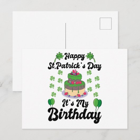 Vrolijk St. Patrick's Day Het is mijn verjaardag Briefkaart (Voorkant / Achterkant)