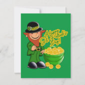 Vrolijk St. Patrick's Day. Leprechaun Gold Feestdagenkaart (Voorkant)