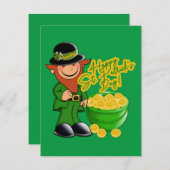 Vrolijk St. Patrick's Day. Leprechaun Gold Feestdagenkaart (Voorkant / Achterkant)