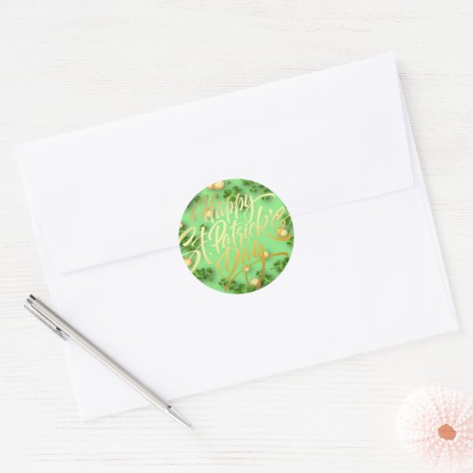 Vrolijk St Patrick's Day. Ronde Sticker (Envelop)