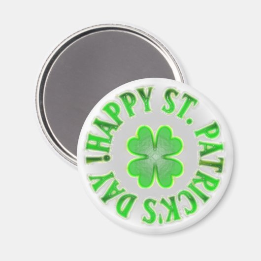 Vrolijk St. Patrick's Day.  Shamrock Magneet (Voorkant / Achterkant)