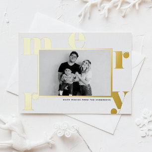 Vrolijk stoutmoedige typografie Moderne foto Kerst Folie Feestdagen Briefkaart