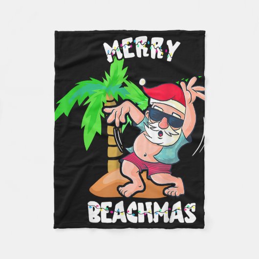 Vrolijk strand kerstfeest in juli grappige kerstma fleece deken (Voorkant)