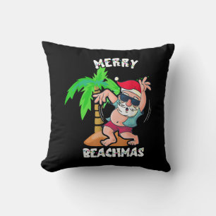 Vrolijk strand kerstmis in juli grappige kerstman kussen
