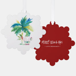 Vrolijk strand-mas Tropische Kerstmis Ornament Kaart
