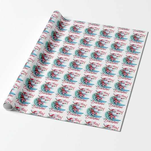 Vrolijk strandkerst inpakpapier (Uitgerold)