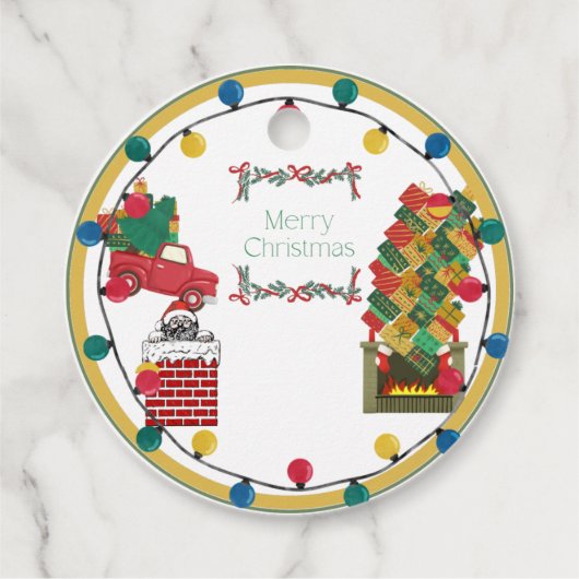 Vrolijk  Stropdas met kerstmis op cadeauLabels Bedankjes Labels (Achterkant)