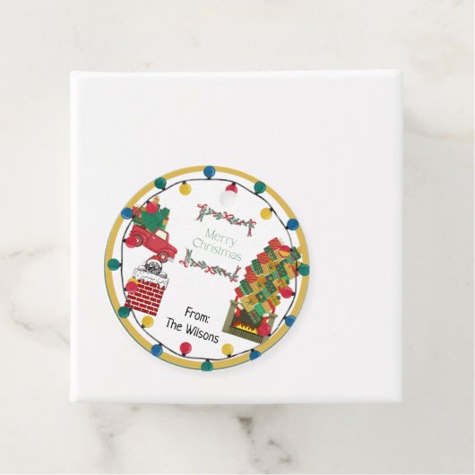 Vrolijk  Stropdas met kerstmis op cadeauLabels Bedankjes Labels (In situ)