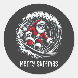 Vrolijk Surfmas Ronde Sticker