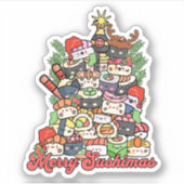 Vrolijk Sushimas Sushi Kerstmis Sticker (Voorkant)