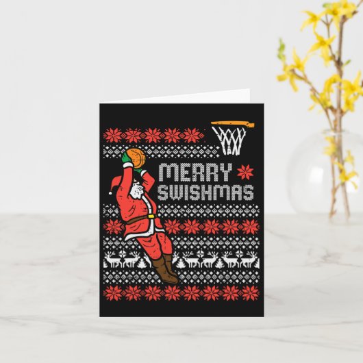 Vrolijk Swishmas Basketbal Lelijke Kerst Xmas Mann Kaart (Gele Bloem)