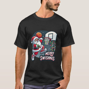 Vrolijk Swishmas Grappig Kerstmis Santa Basketbal T-shirt