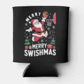 Vrolijk Swishmas Kerstmis Kerstman Spelen Basketba Blikjeskoeler (Voorkant)