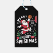Vrolijk Swishmas Kerstmis Kerstman Spelen Basketba Cadeaulabel (Achterkant)