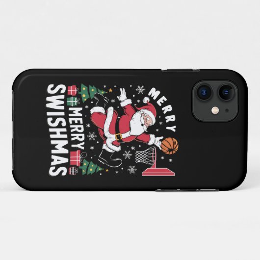 Vrolijk Swishmas Kerstmis Kerstman Spelen Basketba Case-Mate iPhone Case (Achterkant (horizontaal))