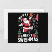 Vrolijk Swishmas Kerstmis Kerstman Spelen Basketba Feestdagenkaart (Voorkant / Achterkant)