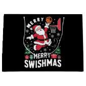 Vrolijk Swishmas Kerstmis Kerstman Spelen Basketba Groot Cadeauzakje (Voorkant)