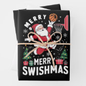 Vrolijk Swishmas Kerstmis Kerstman Spelen Basketba Inpakpapier Vel (In situ)