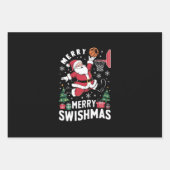 Vrolijk Swishmas Kerstmis Kerstman Spelen Basketba Inpakpapier Vel (Voorkant)