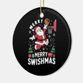 Vrolijk Swishmas Kerstmis Kerstman Spelen Basketba Keramisch Ornament (Links)