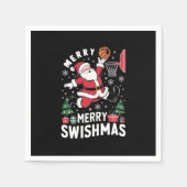 Vrolijk Swishmas Kerstmis Kerstman Spelen Basketba Servet (Voorkant)