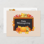Vrolijk Thanksgiving dag herfstbladeren en pompoen Feestdagenkaart (Voorkant / Achterkant)