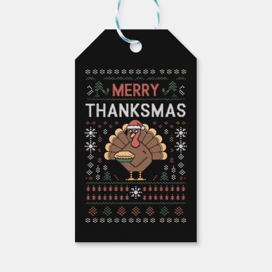 Vrolijk Thanksgiving kerst Thanksgiving Turkije Cadeaulabel (Achterkant)