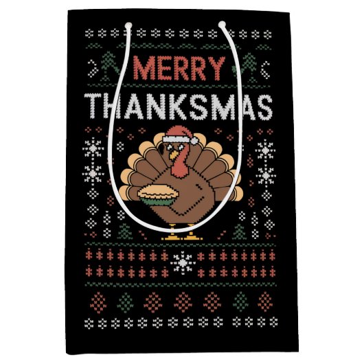 Vrolijk Thanksgiving kerst Thanksgiving Turkije Medium Cadeauzakje (Voorkant)