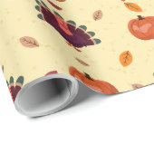 Vrolijk Thanksgiving Turkije Autumn Wrapping Paper Cadeaupapier (Rol Hoek)