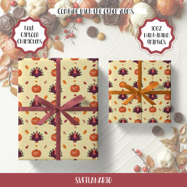 Vrolijk Thanksgiving Turkije Autumn Wrapping Paper Cadeaupapier