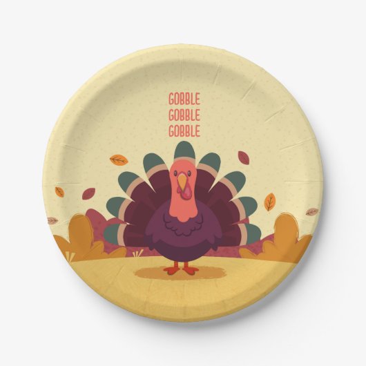 Vrolijk Thanksgiving Turkije Herfst Partij Bord (Voorkant)