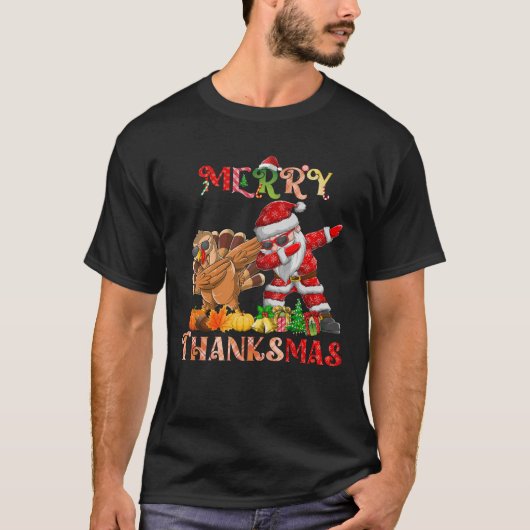 Vrolijk Thanksgiving Turkije Kerstman dabbing T-shirt (Voorkant)