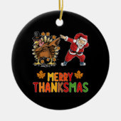 Vrolijk Thanksmas Thanksgiving Herfst Kerstseizoen Keramisch Ornament (Voorkant)