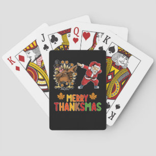 Vrolijk Thanksmas Thanksgiving Herfst Kerstseizoen Pokerkaarten