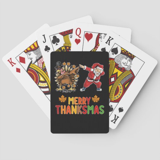 Vrolijk Thanksmas Thanksgiving Herfst Kerstseizoen Pokerkaarten (Achterkant)