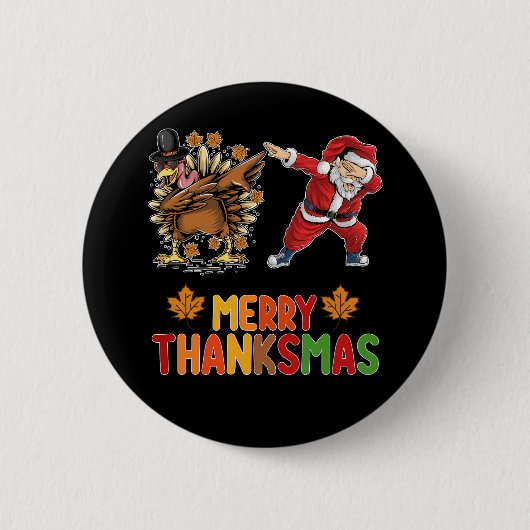 Vrolijk Thanksmas Thanksgiving Herfst Kerstseizoen Ronde Button 5,7 Cm (Voorkant)