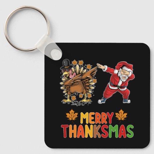 Vrolijk Thanksmas Thanksgiving Herfst Kerstseizoen Sleutelhanger (Voorkant)