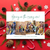 Vrolijk tijdperk grappig vier foto groene kerst feestdagenkaart