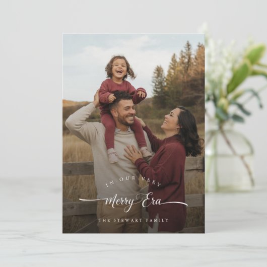 Vrolijk Tijdperk Minimalistische Trendy Rustieke F Feestdagenkaart (Staand voorkant)