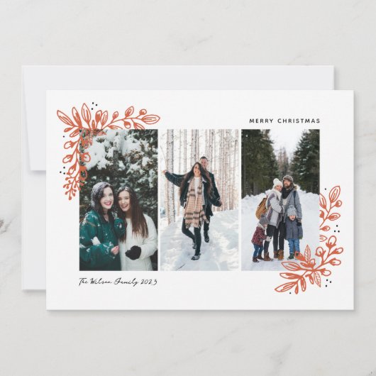 Vrolijk Trio Vakantie Fotokaart Feestdagenkaart (Voorkant)