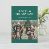 Vrolijk & Triomfantelijk Religieus Kerstmis Foto Feestdagenkaart (Staand voorkant)