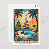 Vrolijk tropisch kerstfeest vanaf het strand briefkaart (Voorkant / Achterkant)