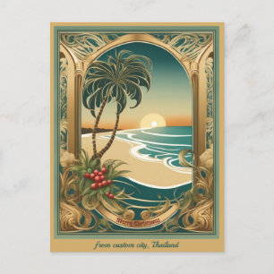 Vrolijk tropisch strand Kerstmis Thailand groet Briefkaart